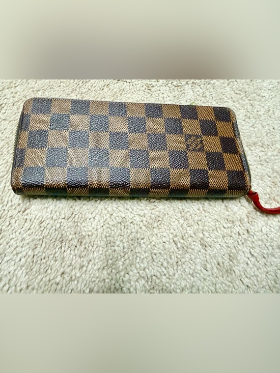 Louis Vuitton Handbags - Louis Vuitton Brown Damier Ebene Zip-Around Wallet with Red Pull